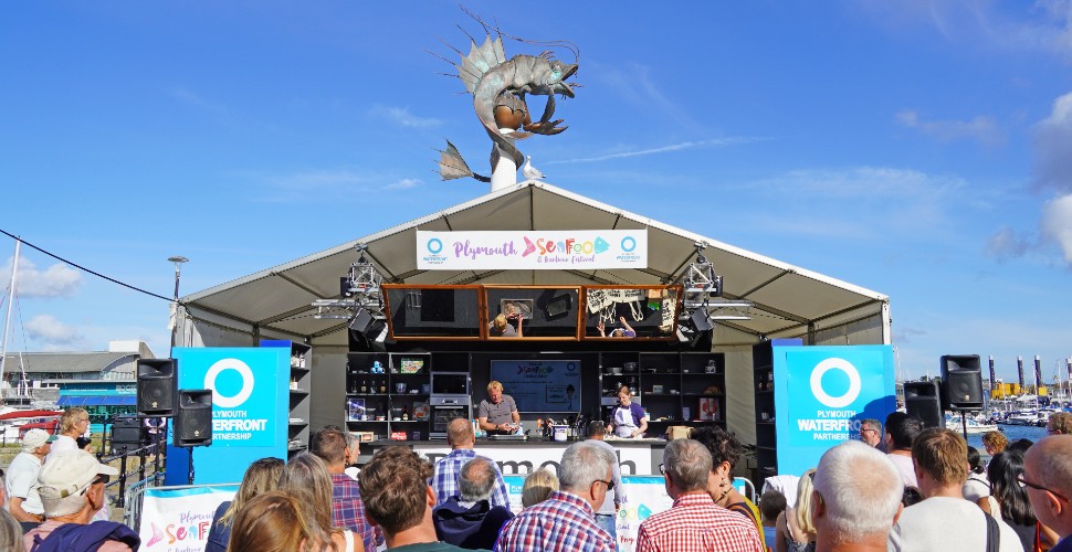 The cookery theatre at Plymouth Seafood and Harbour Festival